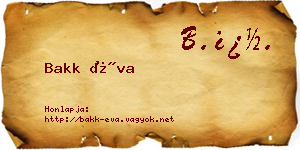 Bakk Éva névjegykártya
