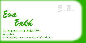 eva bakk business card